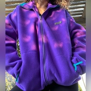 VINTAGE Retro Columbia Fleece Jacket in Purple and Aqua
